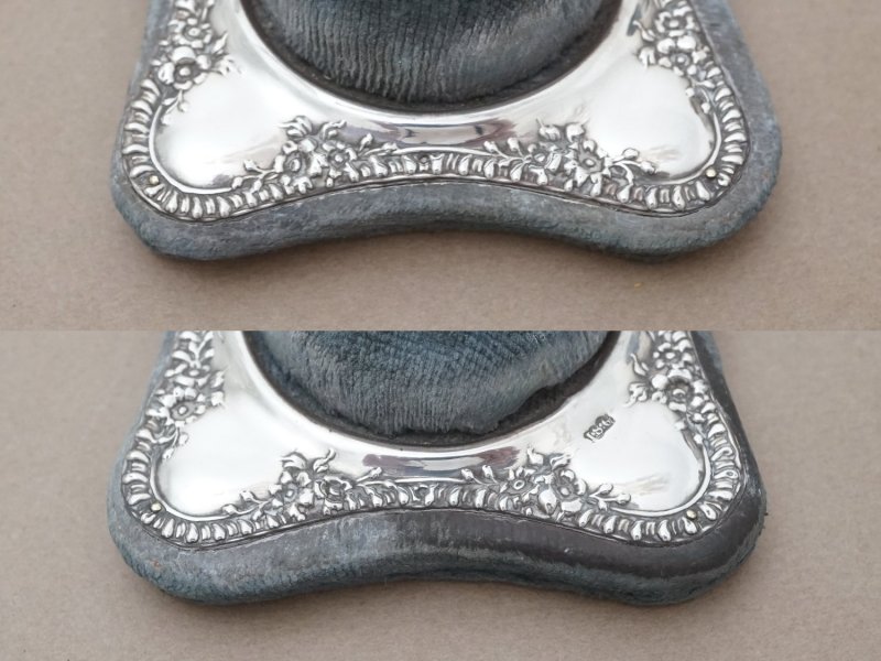 画像7: 1857〜1858年 アンティーク シルバー製 ピンクッション 花のガーランド 