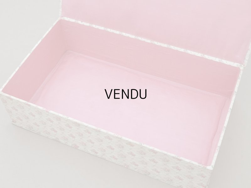 画像12: アンティーク ピンクの薔薇模様 大きなカルトナージュボックス  54.3×31.3×13.6cm