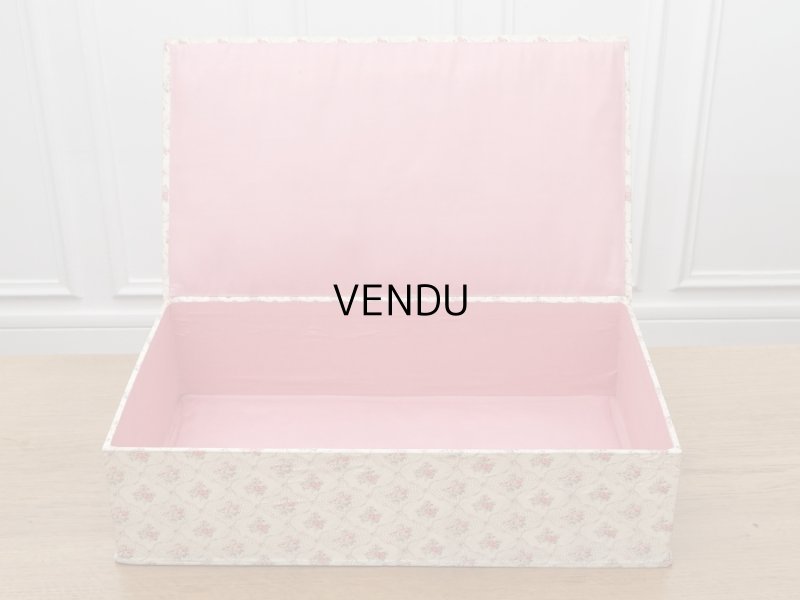 画像11: アンティーク ピンクの薔薇模様 大きなカルトナージュボックス  54.3×31.3×13.6cm