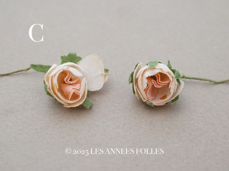 画像7: アンティーク 小さな薔薇の布花 2ピースのセット パウダーピンク ドール用