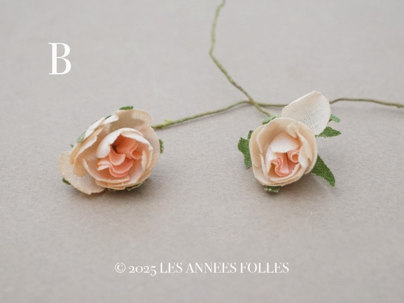 画像5: アンティーク 小さな薔薇の布花 2ピースのセット パウダーピンク ドール用