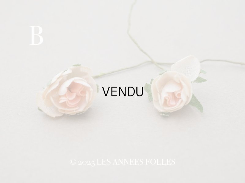 画像5: アンティーク 小さな薔薇の布花 2ピースのセット パウダーピンク ドール用