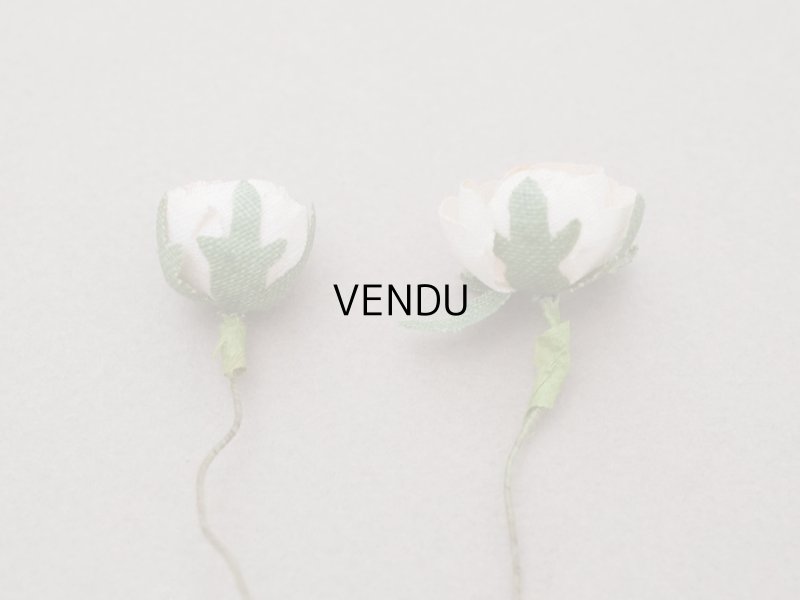 画像3: アンティーク 小さな薔薇の布花 2ピースのセット パウダーピンク ドール用