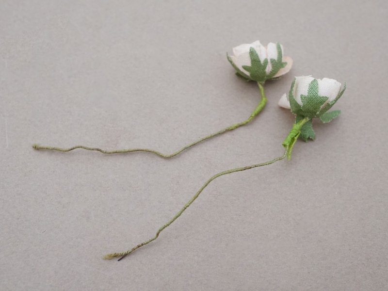 画像6: アンティーク 小さな薔薇の布花 2ピースのセット パウダーピンク ドール用