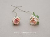 アンティーク 小さな薔薇の布花 2ピースのセット パウダーピンク ドール用