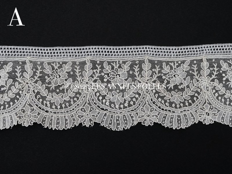 画像11: 19世紀末 アンティーク ポワンドガーズのボーダー ニードルレース  3.8m 8cm幅 花とリーフのガーランド 【ポワン・ド・ガーズ】