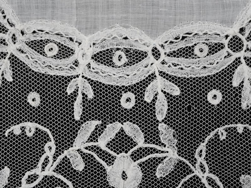 画像7: 19世紀末 アンティーク  結婚式のハンカチ 薔薇模様 アプリカシオン・アングルテール (ボビンレース)　