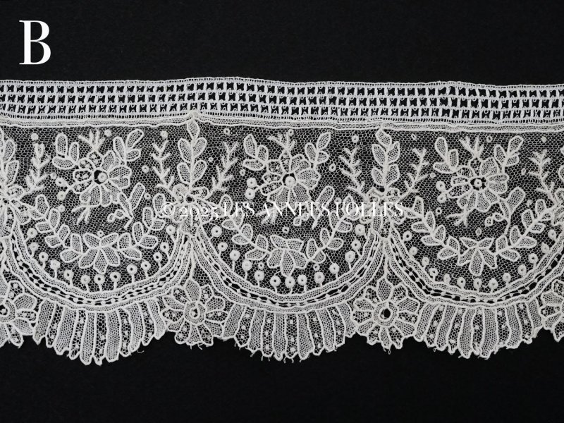 画像13: 19世紀末 アンティーク ポワンドガーズのボーダー ニードルレース  3.8m 8cm幅 花とリーフのガーランド 【ポワン・ド・ガーズ】