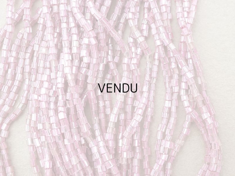 画像2: アンティーク シードビーズ カット入り ライラックピンク＆シルバー ガラス製 40〜44g