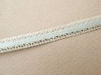 画像3: アンティーク シルク製 サテンリボン 透かし柄 76cm パウダーブルーグリーン (3)