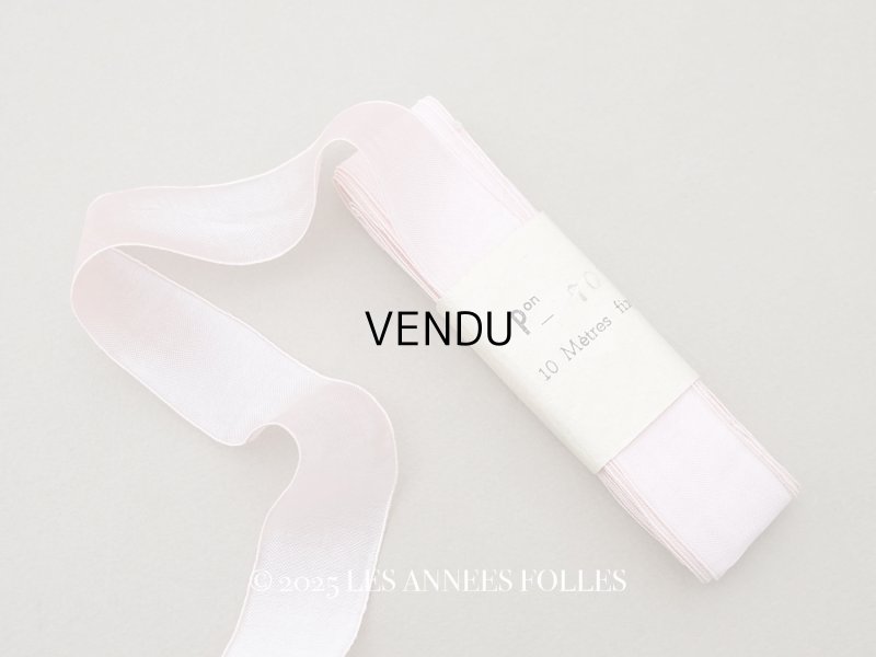 画像1: アンティーク オーガンジーのリボン ピンク 10m 