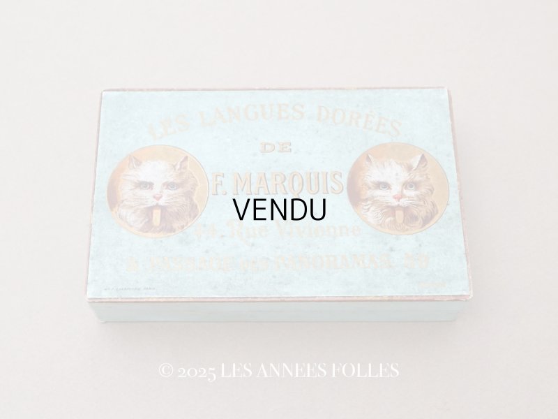 画像1: アンティーク ラングドシャのお菓子箱『ショコラ・フランソワ・ マルキ』LES LANGUES DOREES DE F.MARQUIS - CHOCOLAT FRANCOIS MARQUIS PARIS -