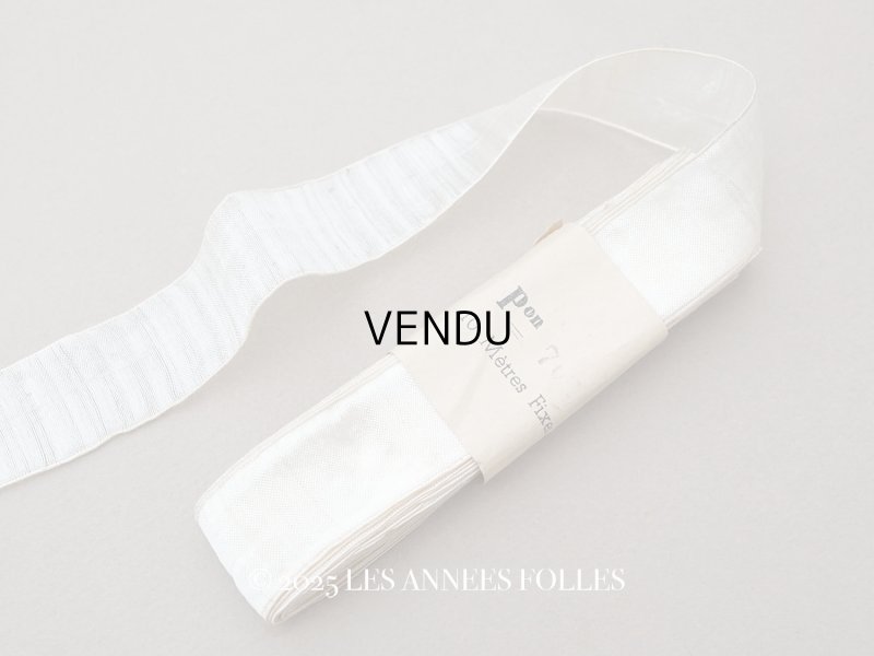 画像1: アンティーク オーガンジーのリボン オフホワイト 10m 