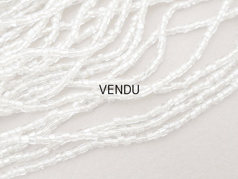 画像3: アンティーク シードビーズ クリア＆ホワイトシルバー ガラス製 35〜59g 1cm=7粒