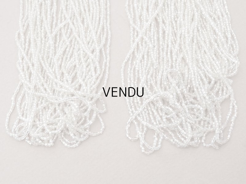 画像10: アンティーク シードビーズ クリア＆ホワイトシルバー ガラス製 35〜59g 1cm=7粒