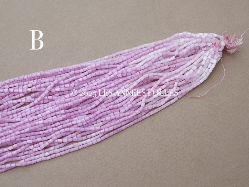 画像6: アンティーク ガラス製 サティネビーズ ライラック色 49〜51g