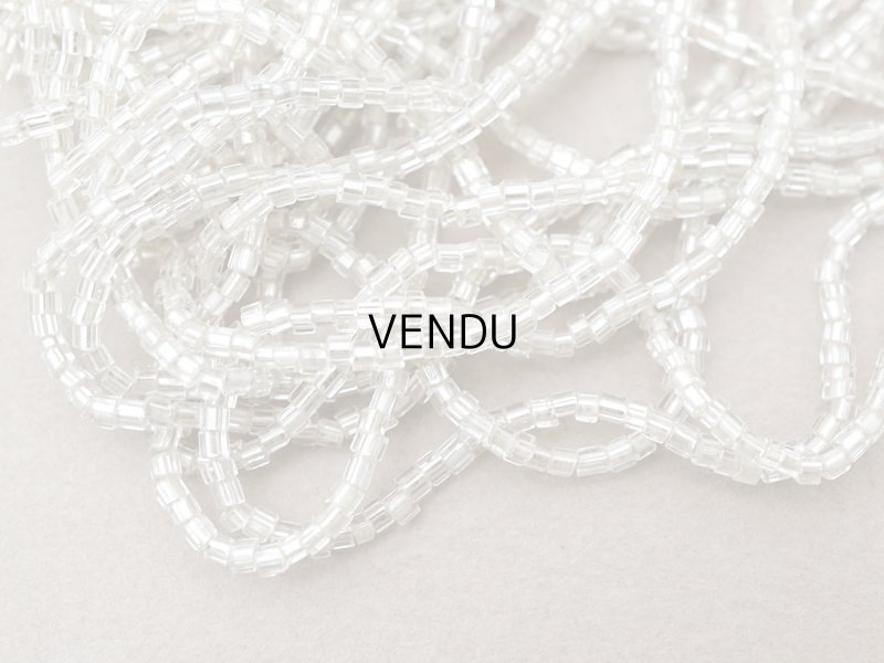 画像4: アンティーク シードビーズ クリア＆ホワイトシルバー ガラス製 35〜59g 1cm=7粒