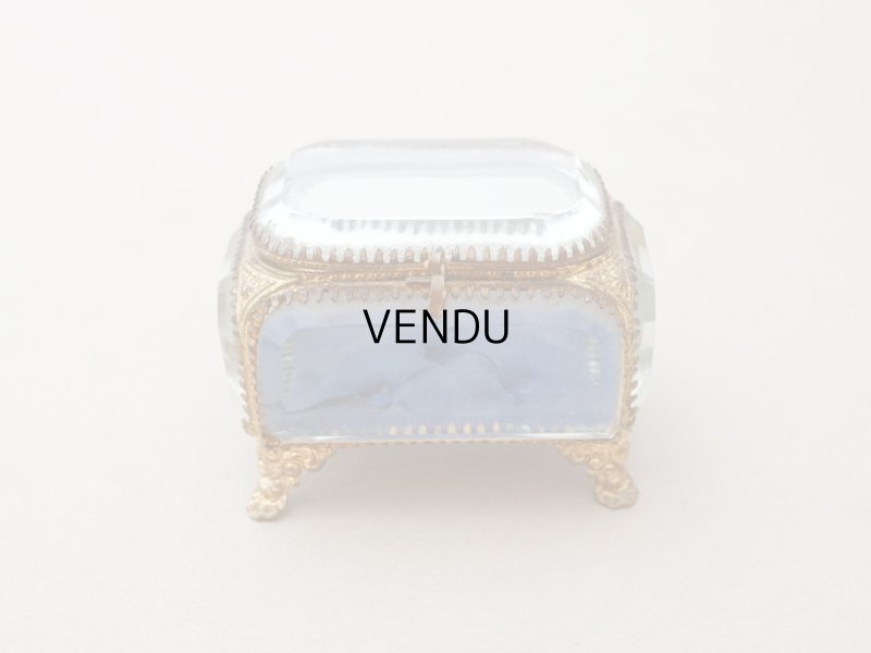 画像2: アンティーク ジュエリーボックス スモーキーブルーのシルククッション 