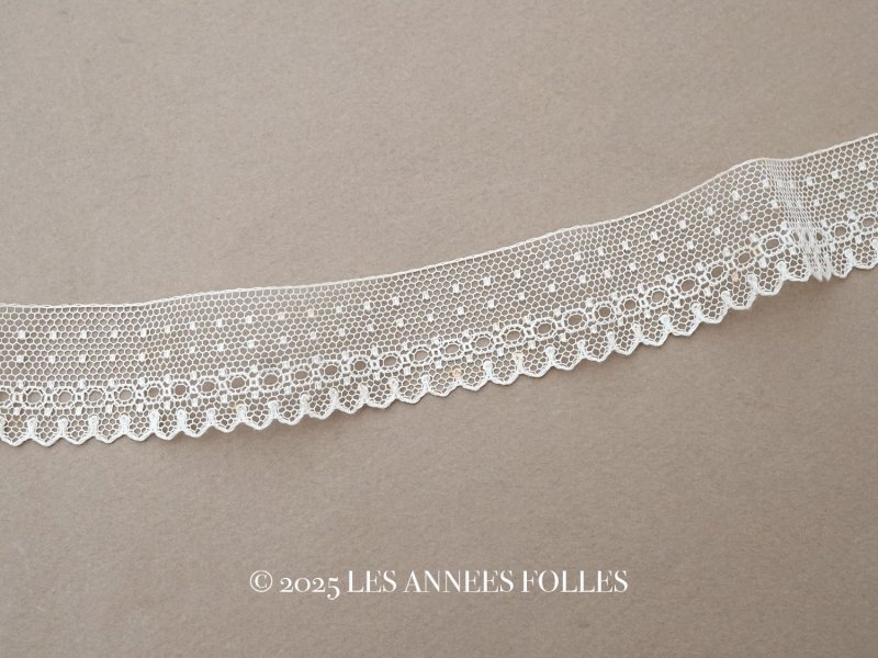 画像1: アンティーク ドット柄 スカラップ チュールレース 1.9m 2.5cm幅 オフホワイト