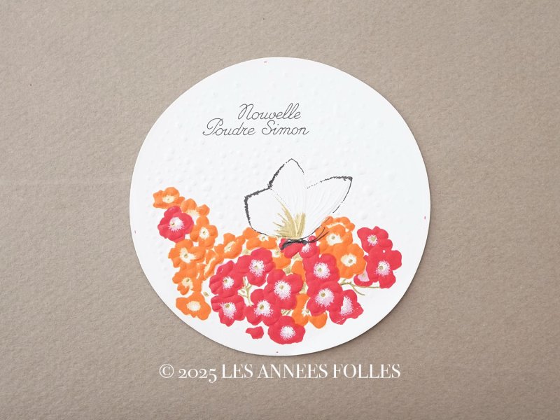 画像1: アンティーク 蝶々&紫陽花 パウダーボックスのラベル NOUVELLE POUDRE SIMON - CREME SIMON -