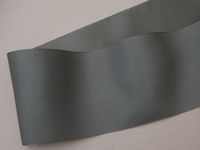 画像5: アンティーク 幅広 シルク製 リボン カーキグレイ ダブルフェイス 11cm幅 シルクリボン 