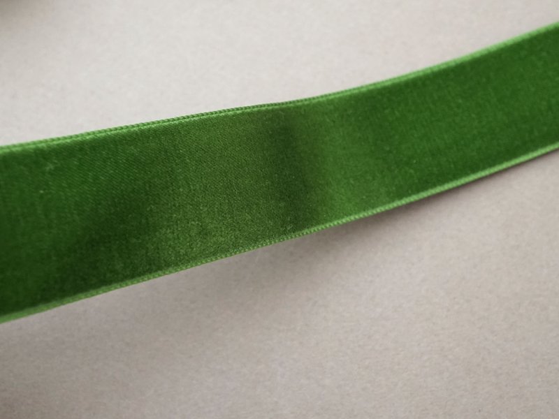画像6: アンティーク シルク製 ベルベットのリボン アイビーグリーン ダブルフェイス 6m