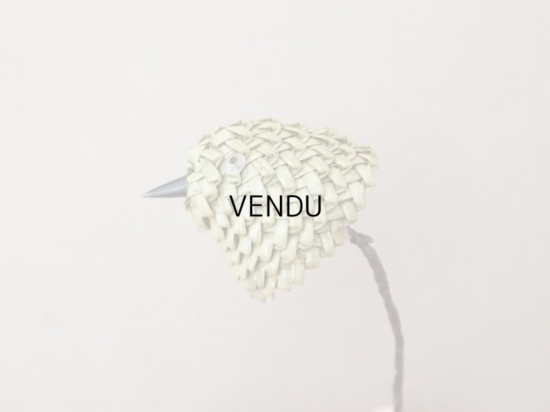 画像2: アンティーク  帽子飾り 鳥 オリーブグリーン