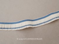 アンティーク  フリルリボン リネン製 ブルーのライン入り 生成り