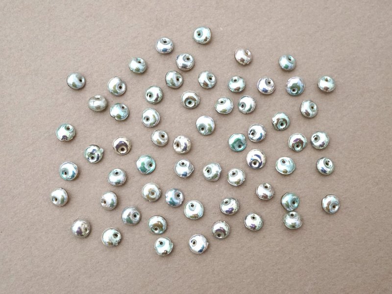 画像2: アンティーク ゼラチン製 スフレ スパンコール 60ピースのセット 約5mm ブルー・グリーン ラウンド型