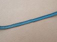 画像2: 未使用 アンティーク 極細3mm シルク製 リボン ストライプ ブルー＆ブラック  (2)