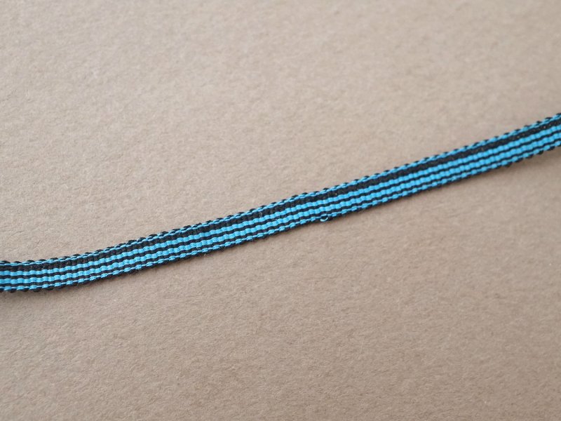 画像2: 未使用 アンティーク 極細3mm シルク製 リボン ストライプ ブルー＆ブラック 