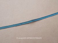 未使用 アンティーク 極細3mm シルク製 リボン ストライプ ブルー＆ブラック 