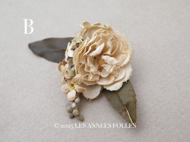 画像4: アンティーク 小さな布花 薔薇＆勿忘草 ドール用