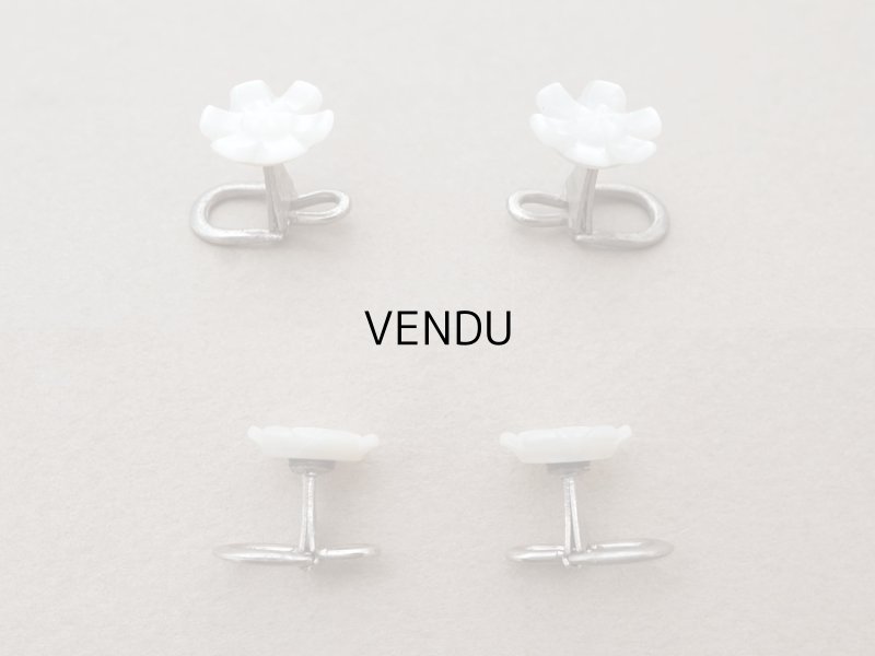 画像2: アンティーク 花型 襟用ボタン マザーオブパール