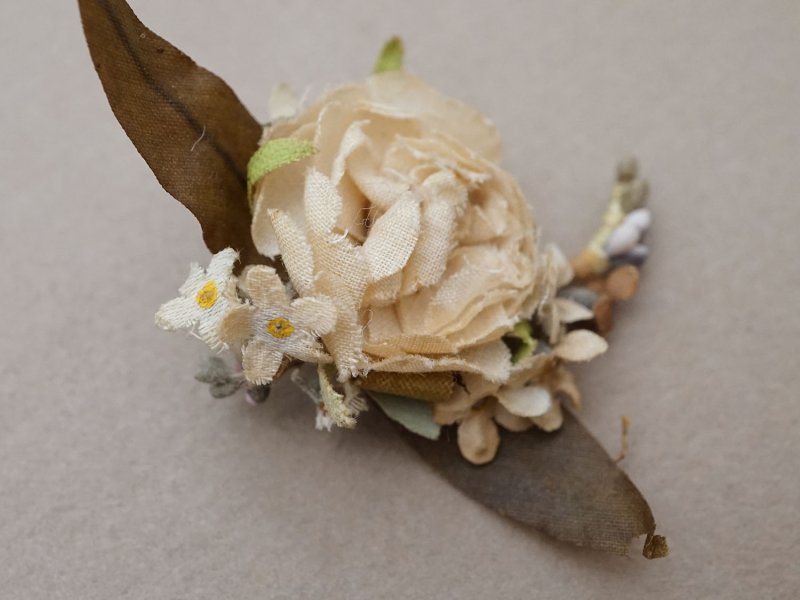 画像8: アンティーク 小さな布花 薔薇＆勿忘草 ドール用