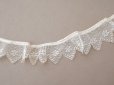 画像4: アンティーク プリーツレース 花模様 オフホワイト 75cm