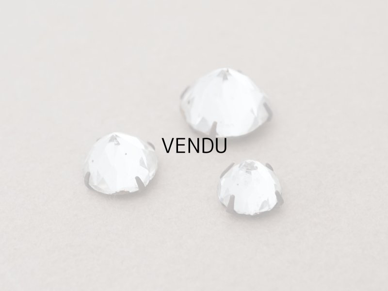 画像2: 19世紀末 アンティーク クリア グラスストーン 3ピースのセット ラインストーン