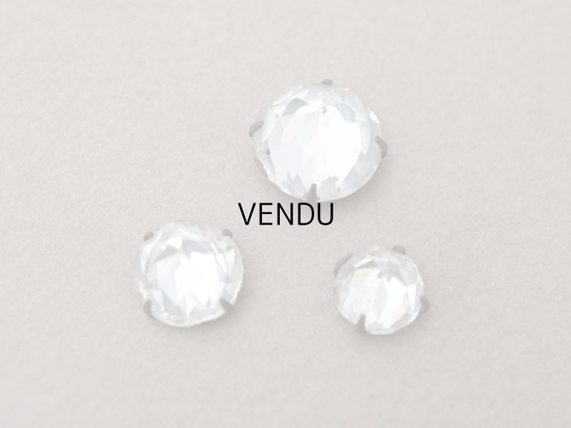 画像3: 19世紀末 アンティーク クリア グラスストーン 3ピースのセット ラインストーン