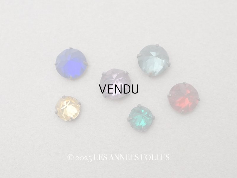 画像1: 19世紀末 アンティーク グラスストーン 6ピースのセット ラインストーン