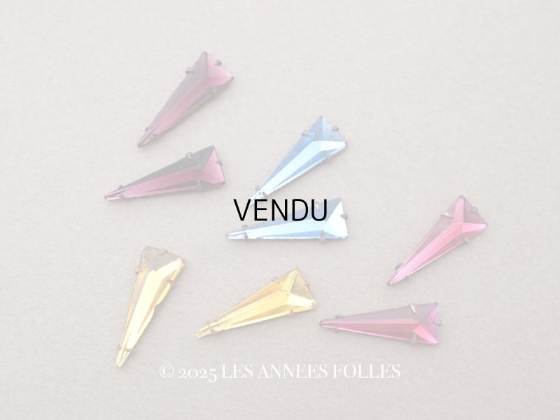 画像1: 19世紀末 アンティーク グラスストーン 8ピースのセット ラインストーン