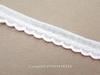 アンティーク スカラップトリム ドット刺繍入り ベビーピンク&ホワイト 1.3cm幅 