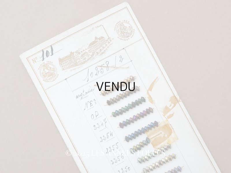 画像1: 19世紀末 アンティーク  サンプラー ガラスビーズ - AS & JHJS -