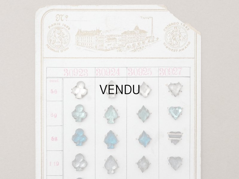 画像3: 19世紀末 アンティーク  サンプラー トランプモチーフ ガラスビーズ - AS & JHJS -