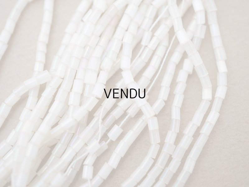 画像4: アンティーク ガラス製 オーロラ加工 サティネビーズ ホワイト オーロラ色 1cm=4粒 