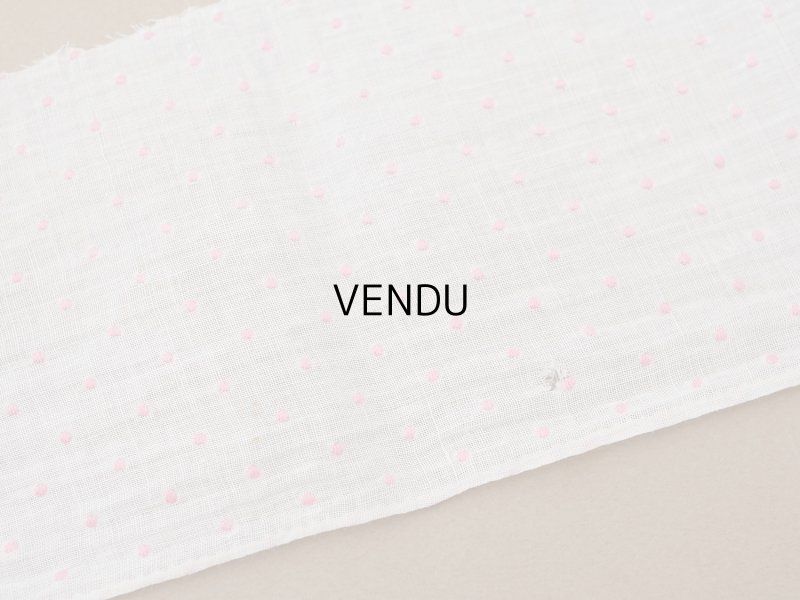 画像5: アンティーク ピンクの小さなドット刺繍入り コットンオーガンジー 6.57m ファブリック 生地