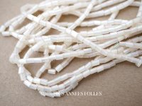 アンティーク ガラス製 オーロラ加工 サティネビーズ ホワイト オーロラ色 1cm=4粒 