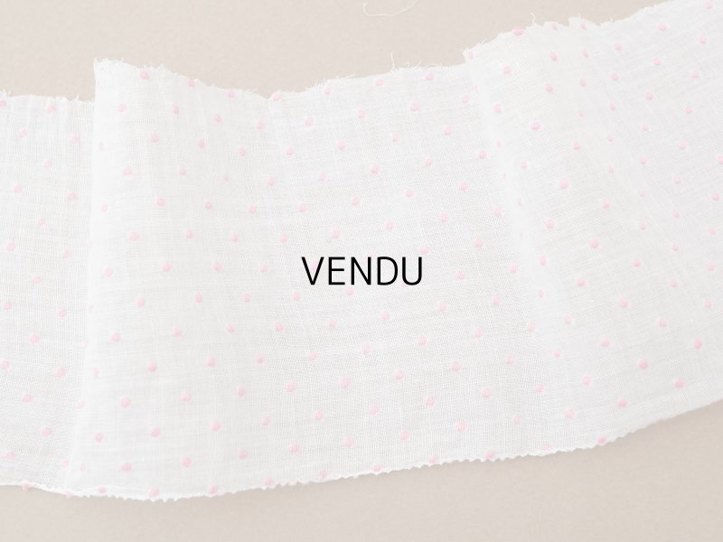 画像2: アンティーク ピンクの小さなドット刺繍入り コットンオーガンジー 6.57m ファブリック 生地