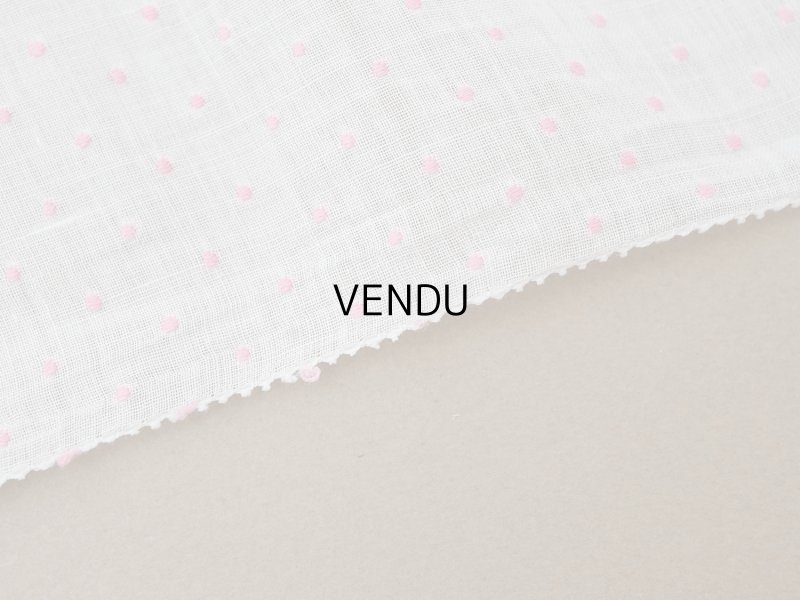 画像7: アンティーク ピンクの小さなドット刺繍入り コットンオーガンジー 6.57m ファブリック 生地