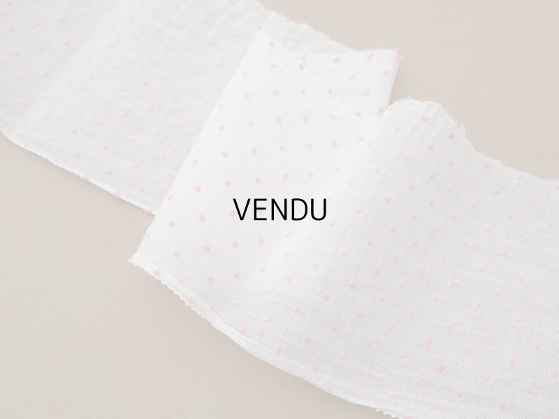 画像8: アンティーク ピンクの小さなドット刺繍入り コットンオーガンジー 6.57m ファブリック 生地