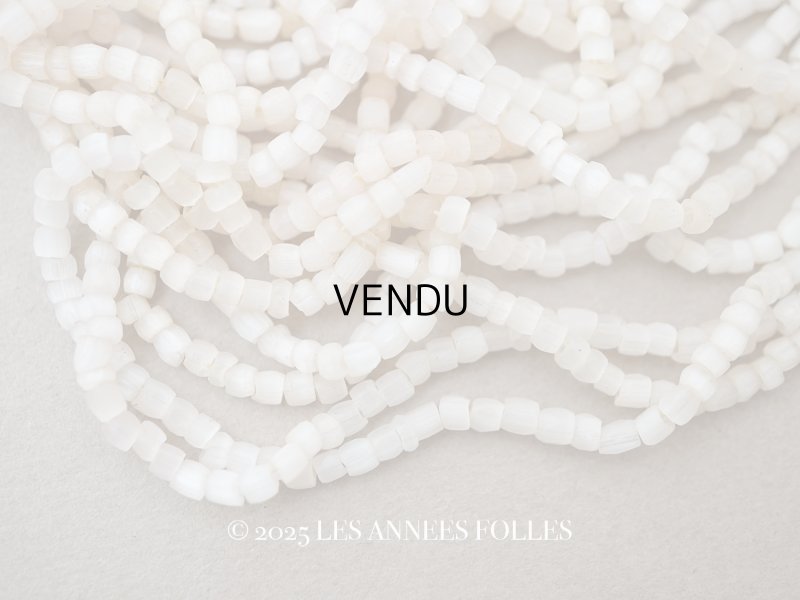 画像1: アンティーク ガラス製 サティネビーズ カット入り オフホワイト 1cm=5粒